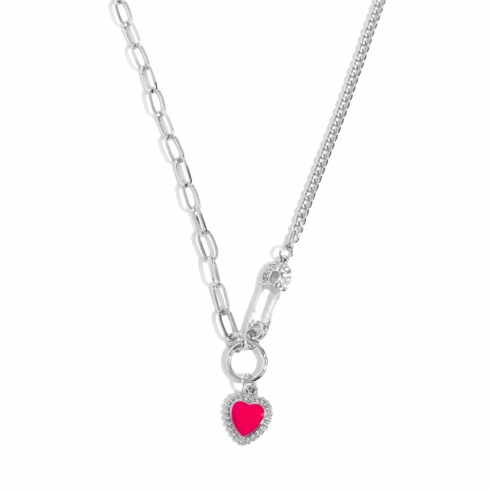 Pink heart necklace